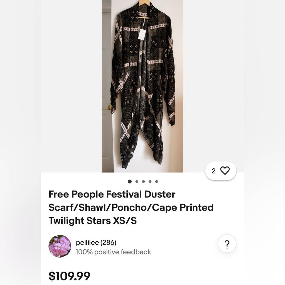 Free People Festival Twilight Star Duster Scarf Shawl Poncho Cape (Size XS/S) - Picture 6 of 6
